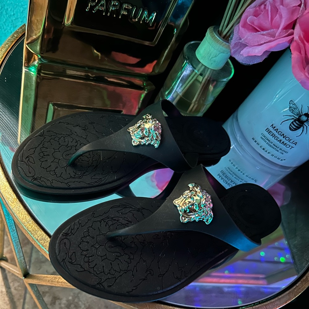Versace open toe slippers